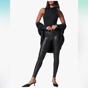 SPANX faux leather high waisted compression leggings small
